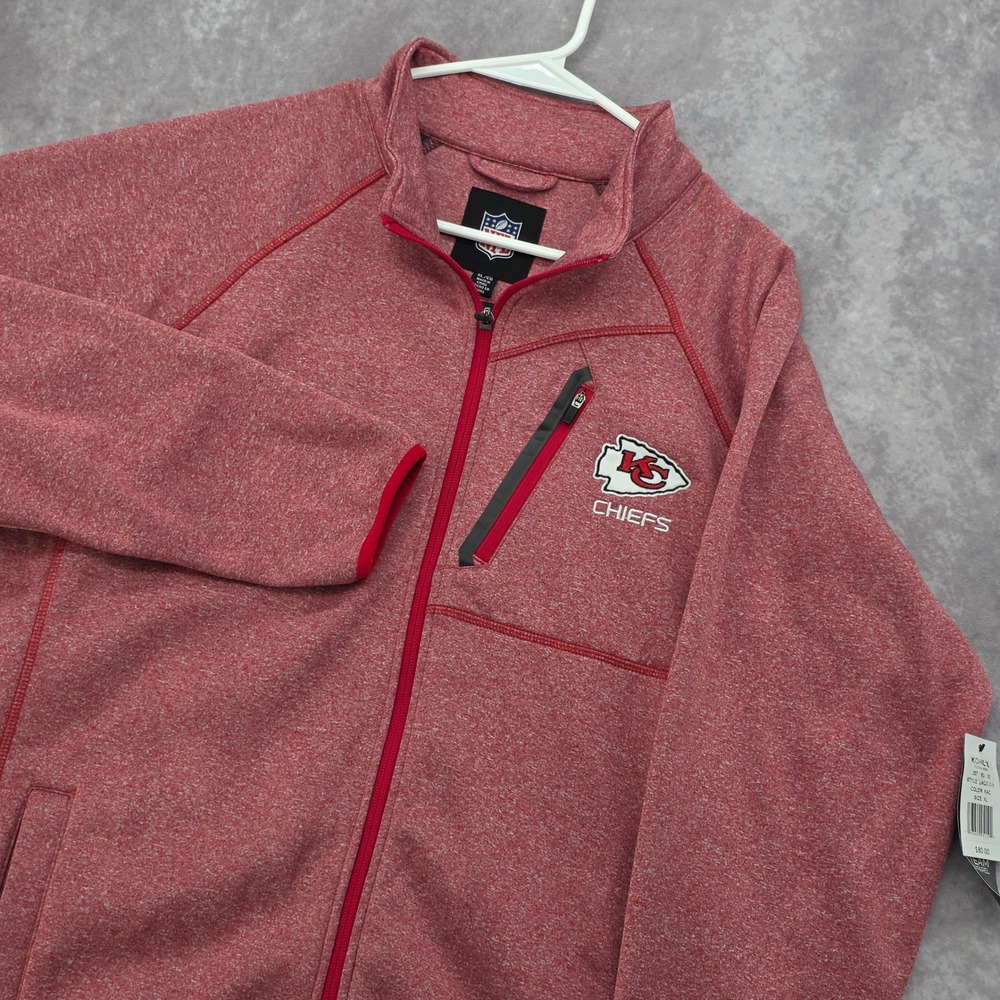 Kansas City Chiefs NFL Full Zip Fleece Jacket Mens XL Red Heather Performance